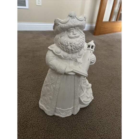 Seashell Santa w/ Lighthouse& Sailboat Unpainted Ceramic Bisque - Picture 2 of 10